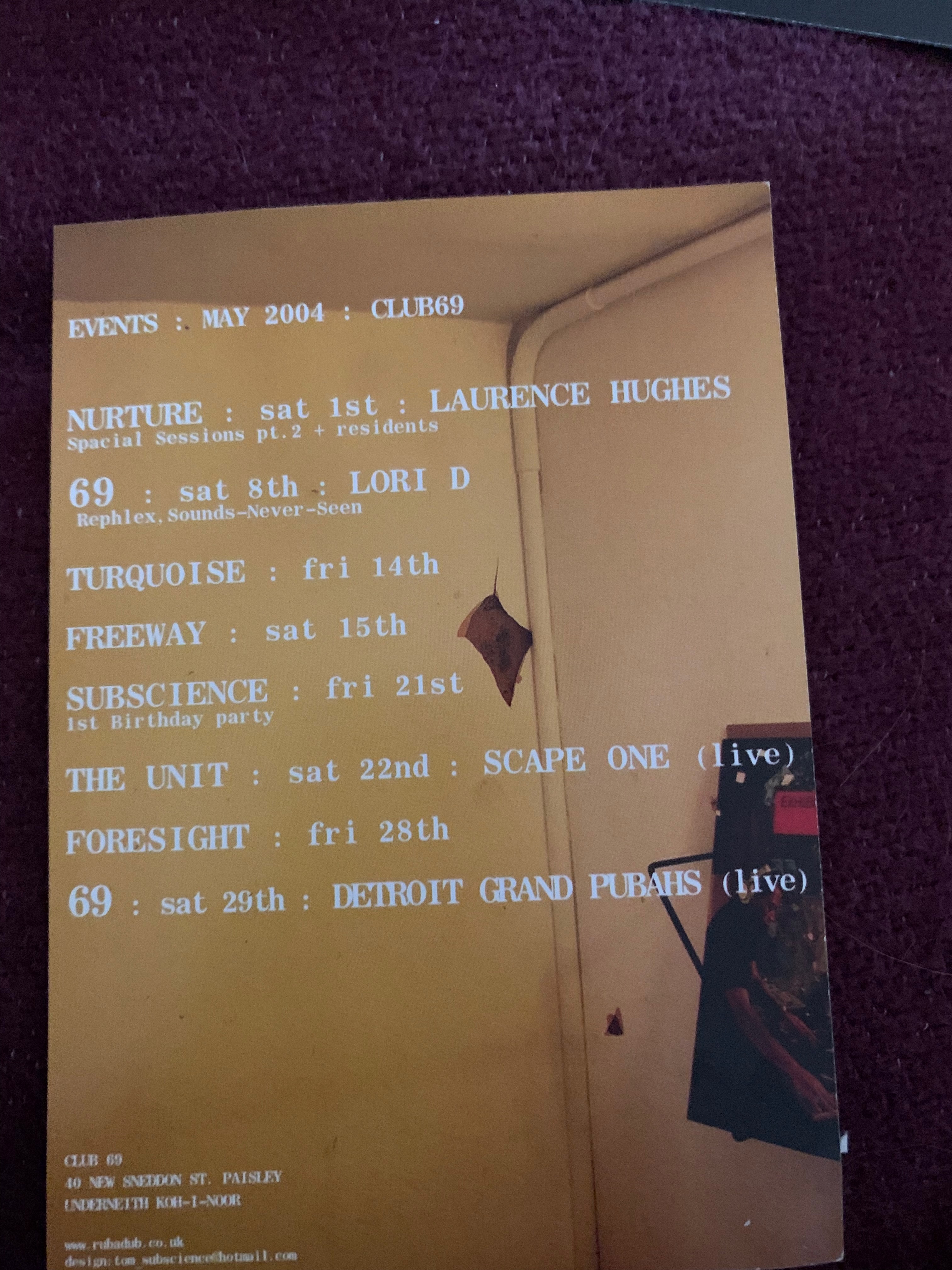 Club 69 Events Schedule - May 2004